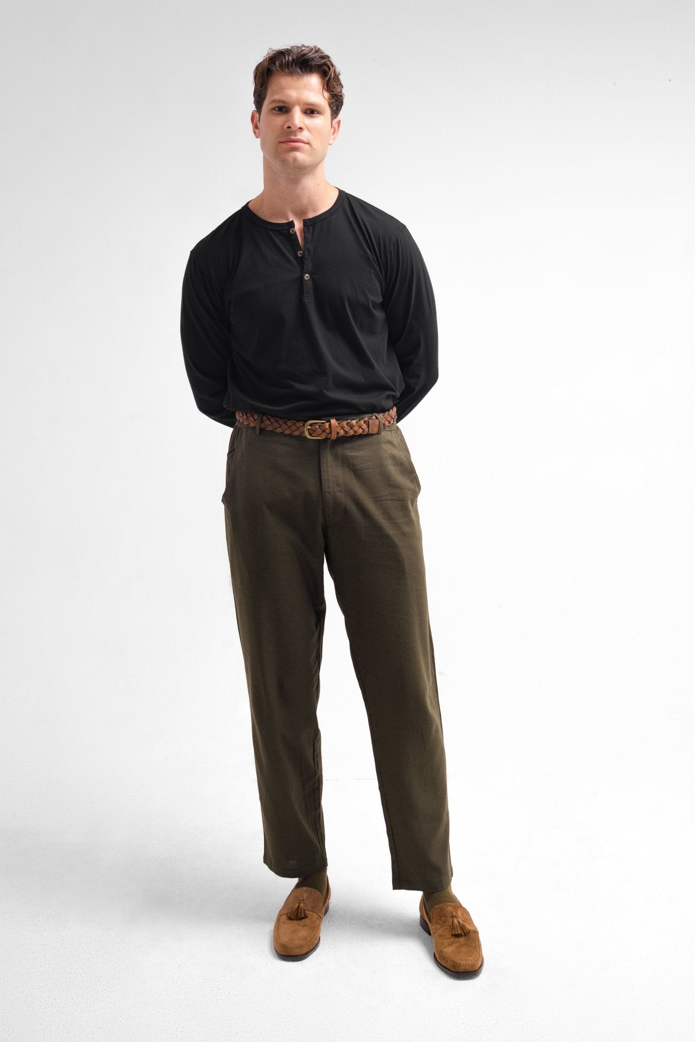 Linen Pants - Deep Olive - Studioasasi