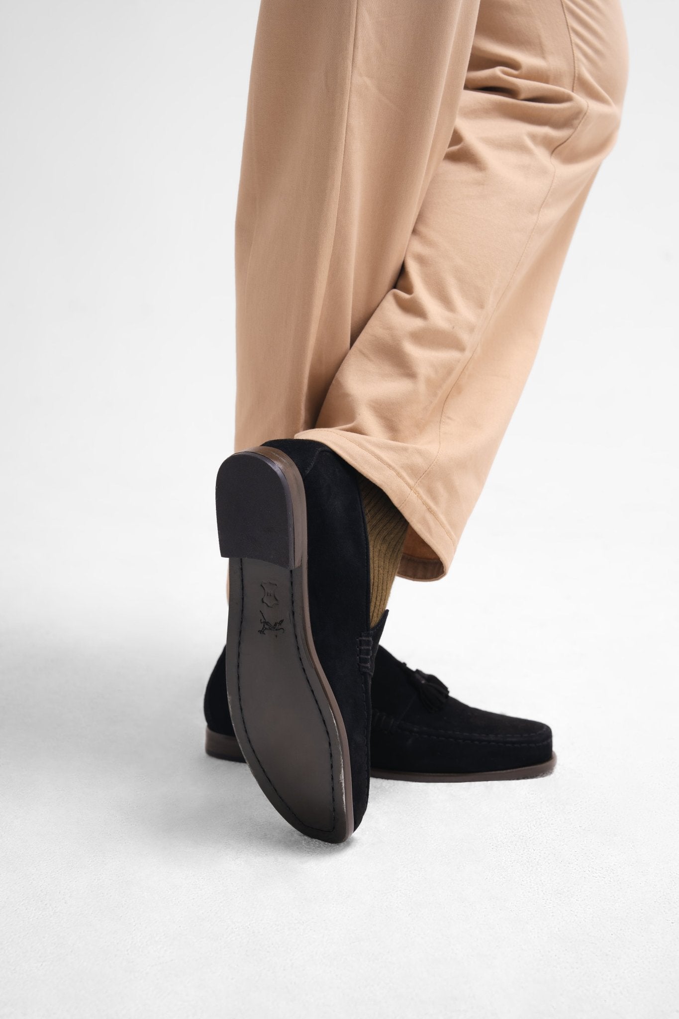 Suede Tassel Loafers - Black - Studioasasi