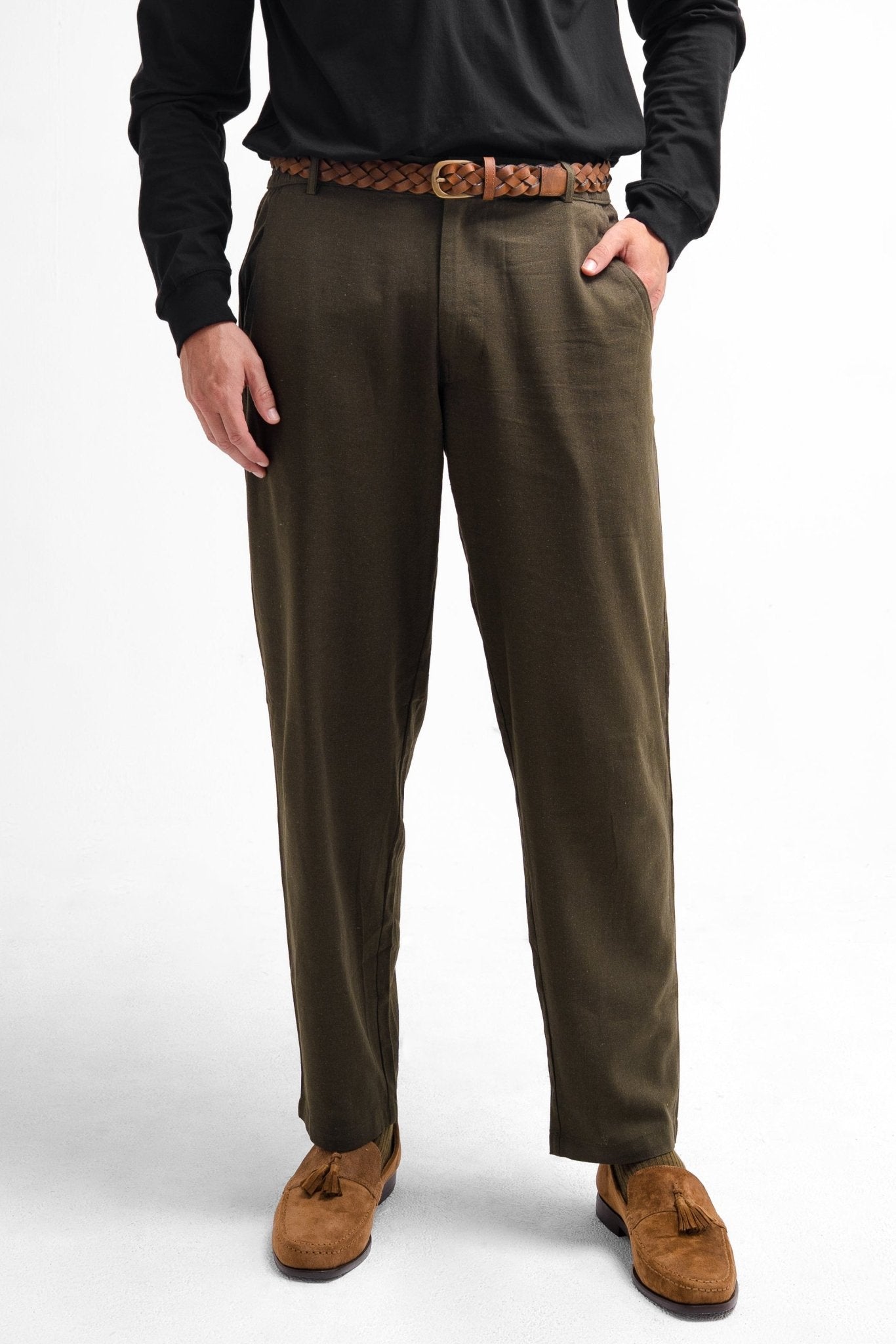 Linen Pants - Deep Olive - Studioasasi
