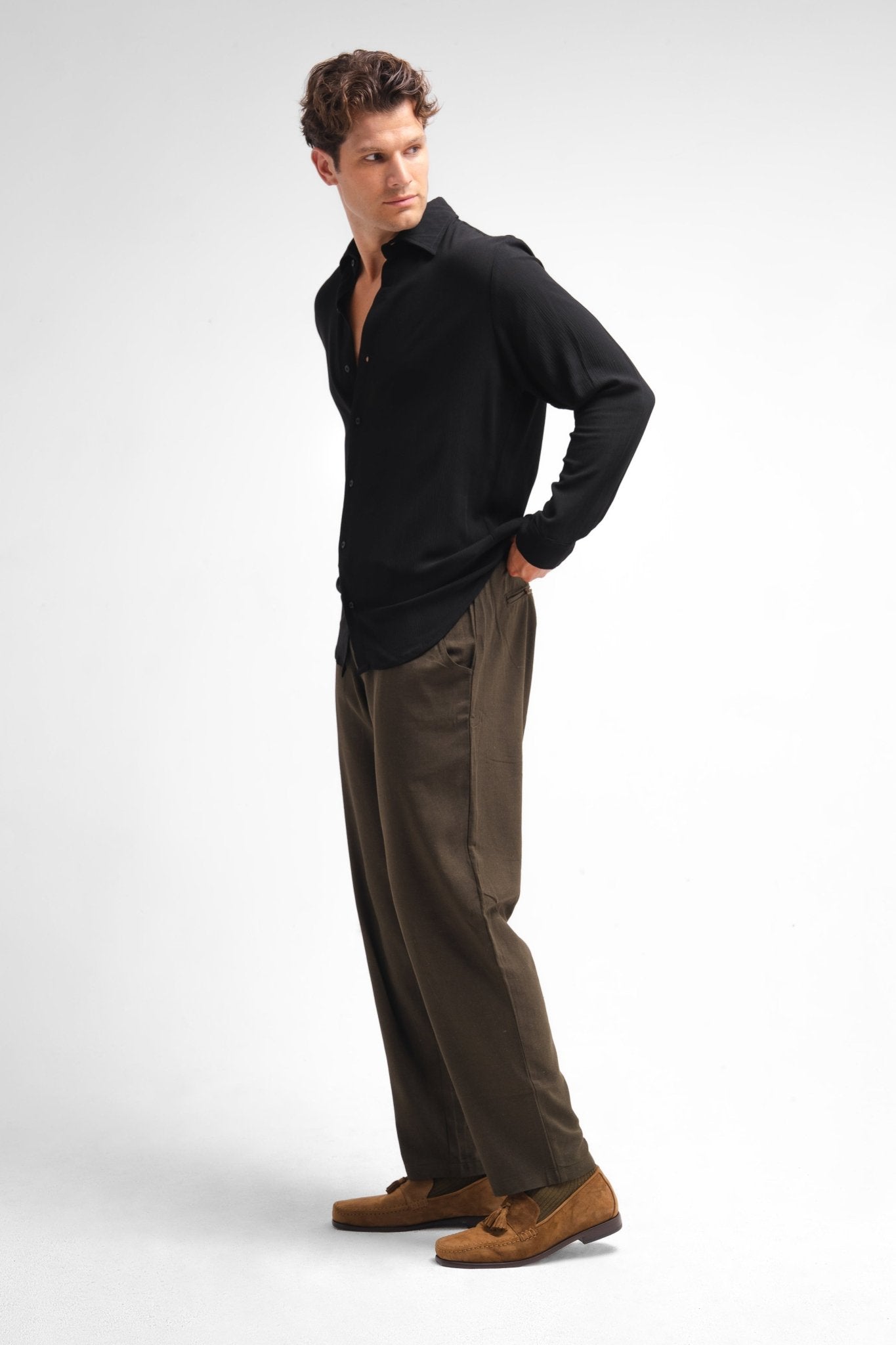 Linen Pants - Deep Olive - Studioasasi
