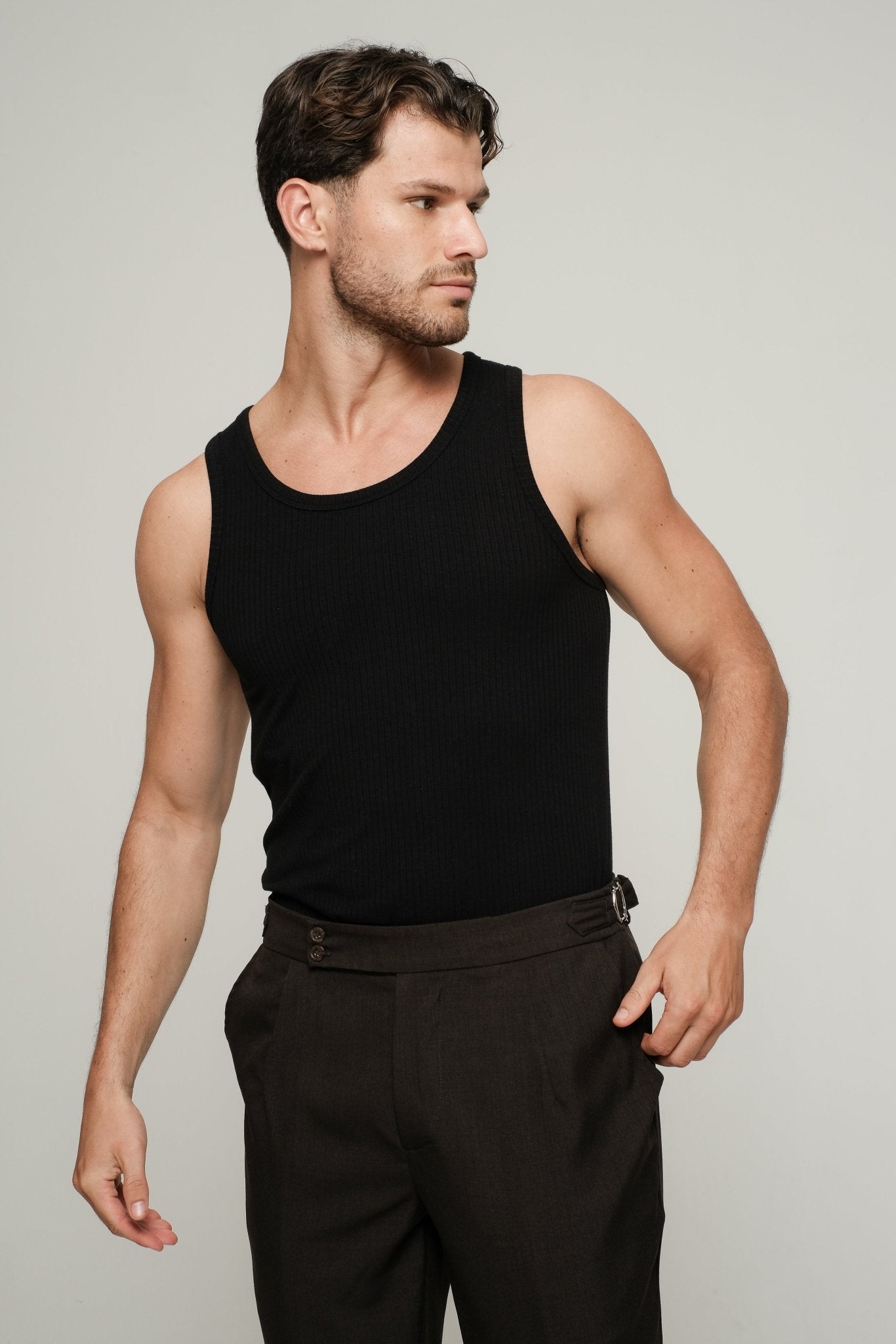 Ribbed Vest - Black - Studioasasi
