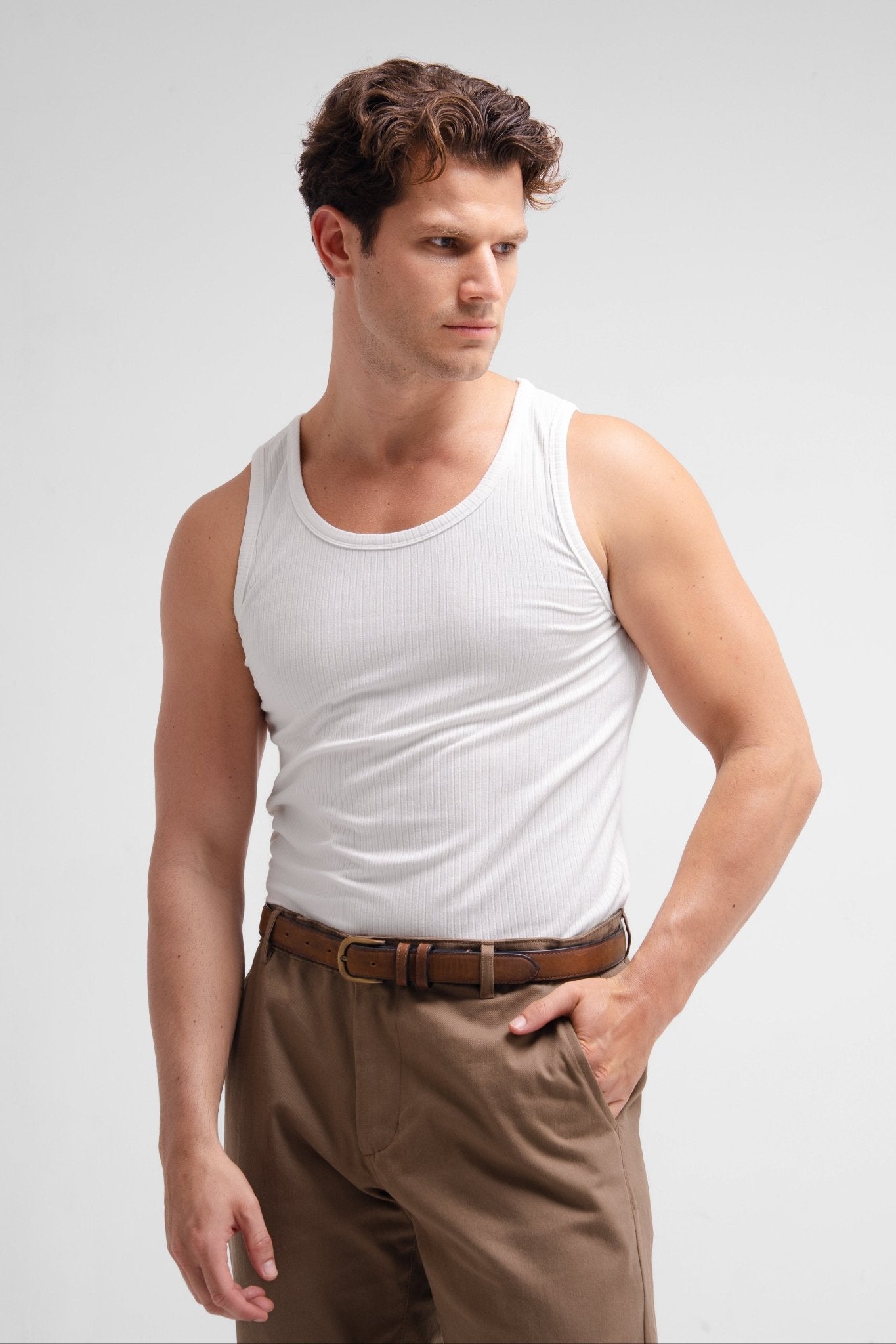 Ribbed Vest - Off White - Studioasasi